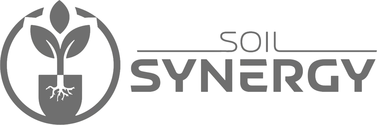 Soil Synergy brand logo: circular emblem with a sprouting plant rising from soil, beside the text 'SOIL SYNERGY'.